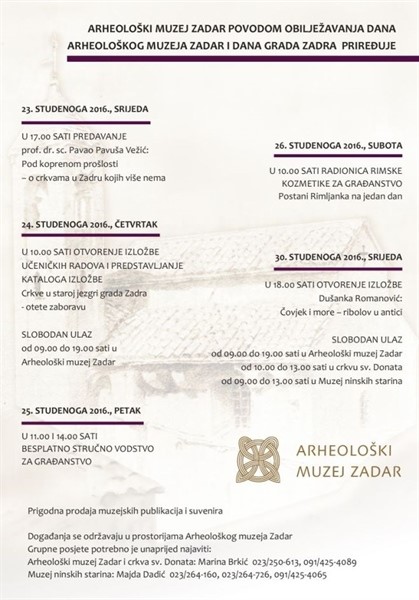 Dan arheološkog muzeja Zadar i dan grada Zadra